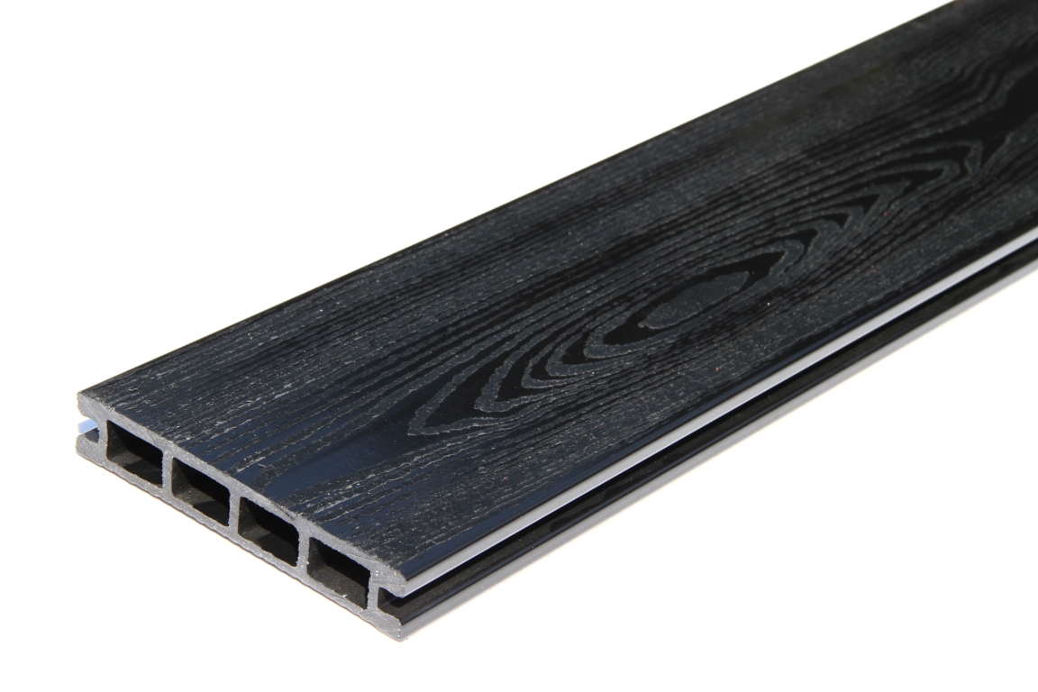 Доска террасная МПК 140*25*3000 Антрацит Брашированная с тиснением